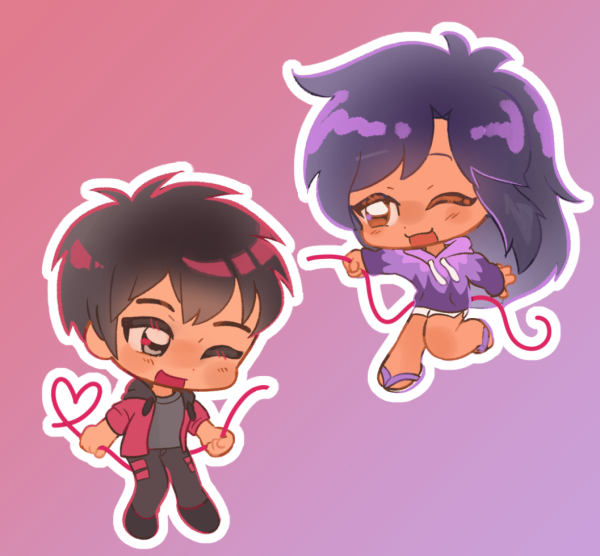 Aphmau x Aaron Fated Love Pair - Glossy Waterproof Sticker set