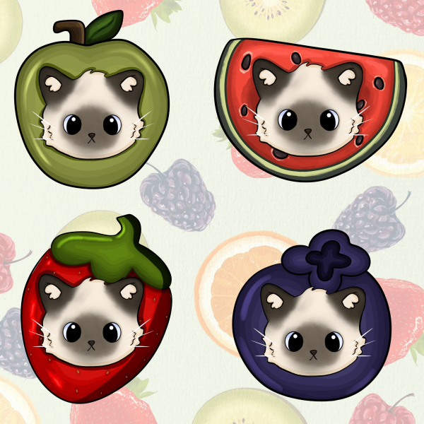 Fruit Cat Sticker Set
