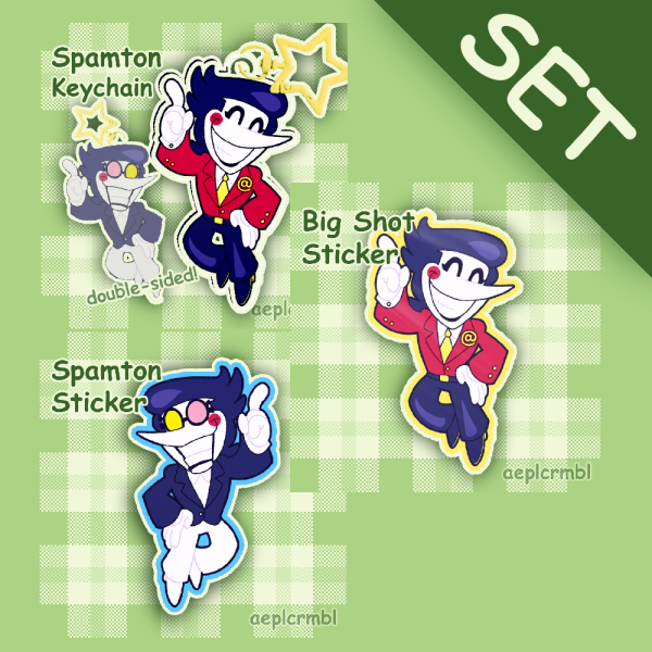 Spamton Sticker and Keychain Set