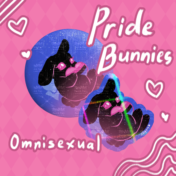 Omnisexual Pride Bunny Flag (Pin and Sticker set)