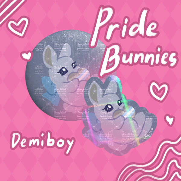 Demiboy Pride Bunny Flag (Pin and Sticker set)