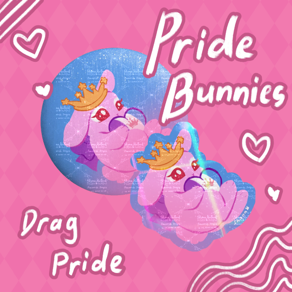 Drag Pride Bunny Flag (Pin and Sticker set)