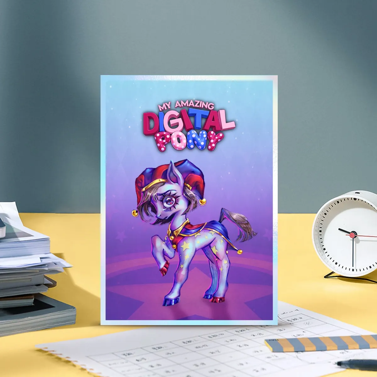 The Amazing Digital Circus MLP My Little Pony Pomni Art Board with Rainbow-Edged - 4.1"x5.83 "(105x148mm)