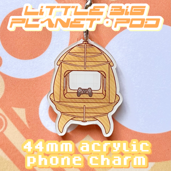 Phone Charm | LBP Pod - Little Big Planet, Ps3 - Acrylic, 44mm, Orange String
