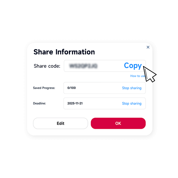 Generate a Share Code - Wooacry