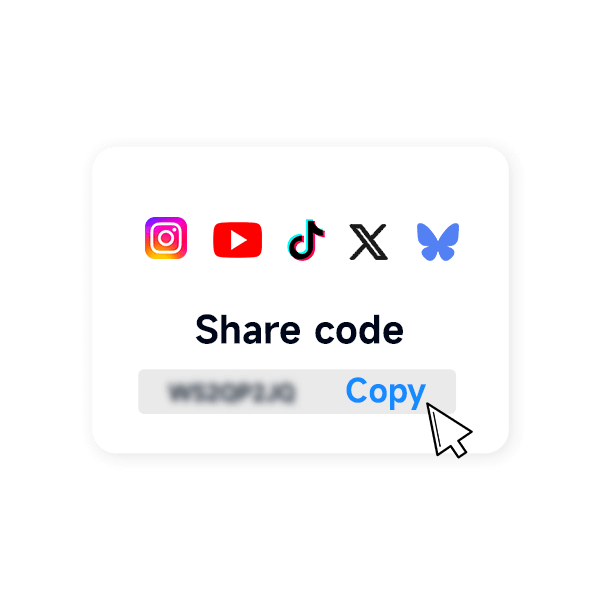 Copy the Share Code - Wooacry