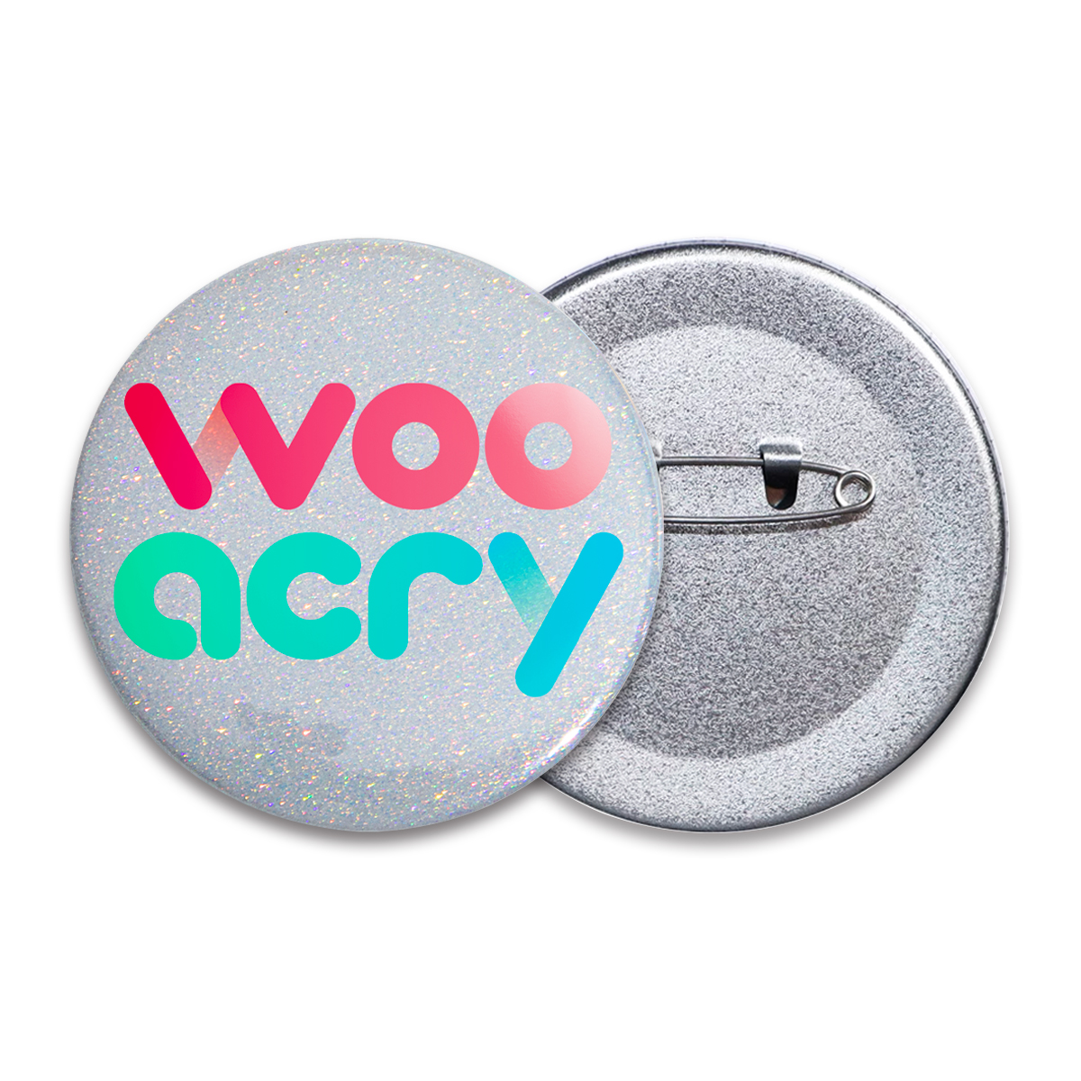 Custom Pearl Dust Glitter Holographic Badges - Wooacry