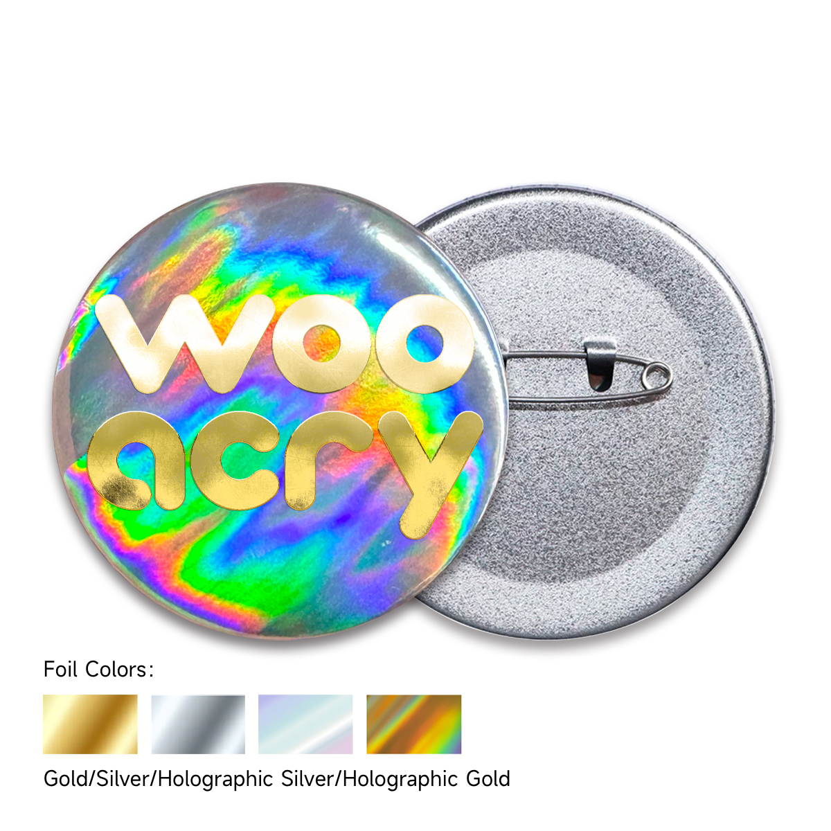 Custom Holographic Rainbow Hot Stamping Glitter Badges - Wooacry