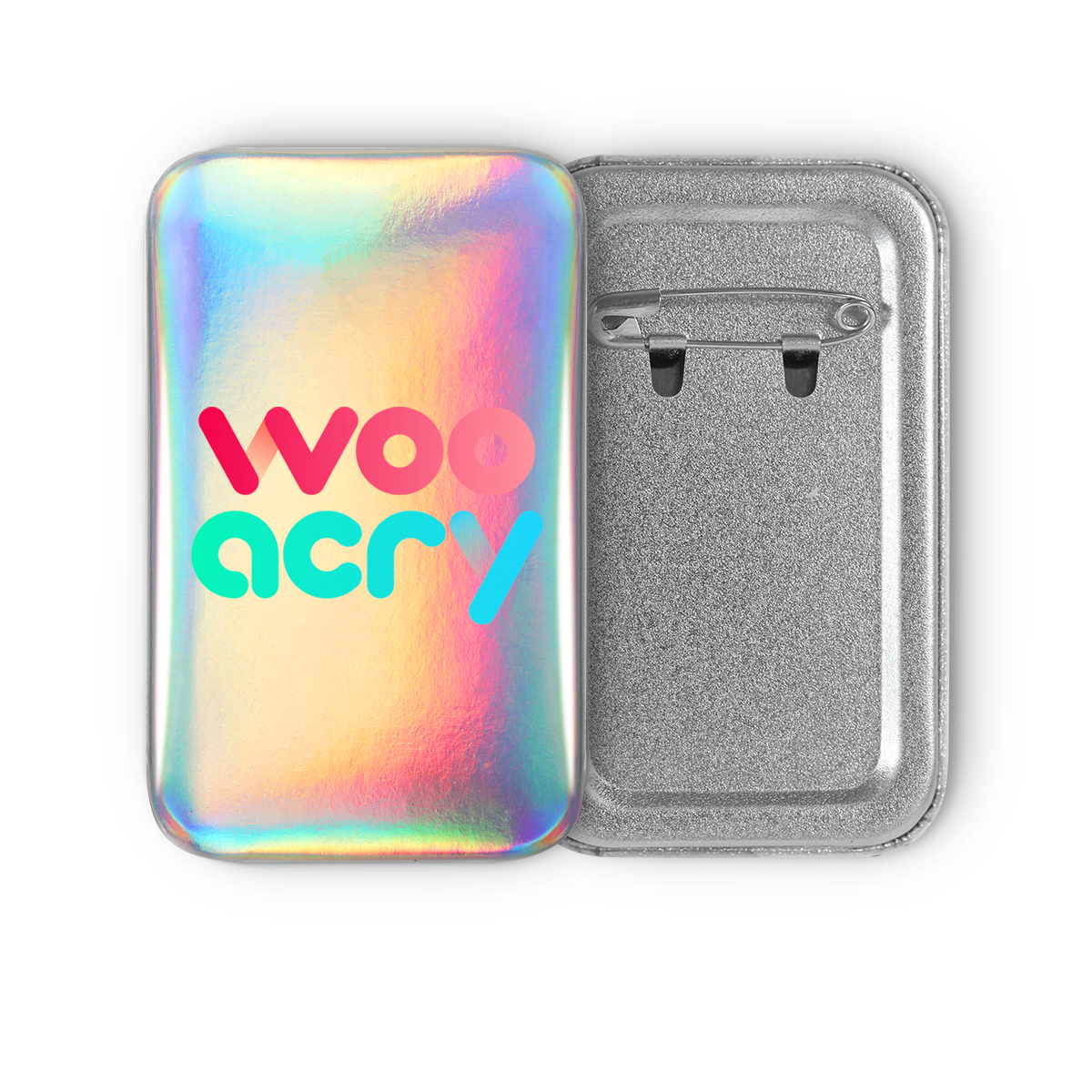 Custom Hologram Glossy Glitter Rectangular Badges - Wooacry